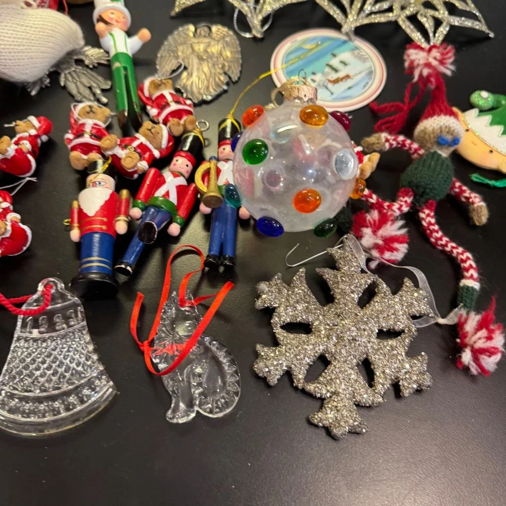Christmas Ornament Lot Multicolored Vintage Eclectic Mix